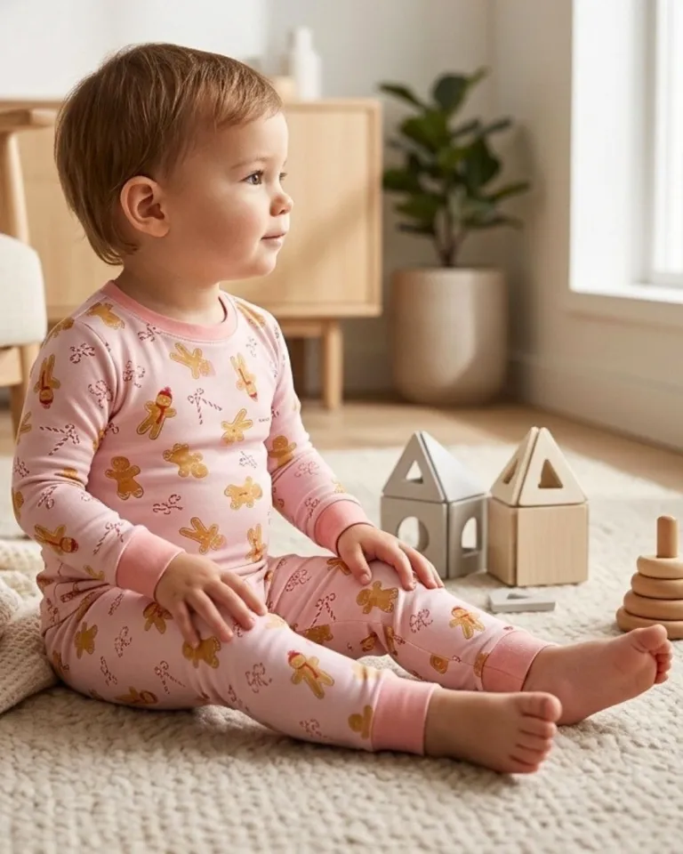Gingerbread Pink Kids 2-Piece Bamboo Pajamas