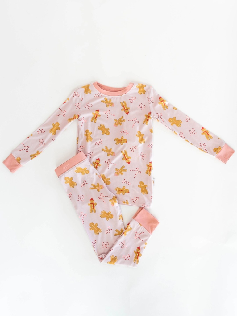 Gingerbread Pink Kids 2-Piece Bamboo Pajamas - Image 2
