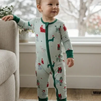 Holiday Pups Bamboo Convertible Footie