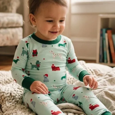 Holiday Pups Kids 2-Piece Bamboo Pajamas